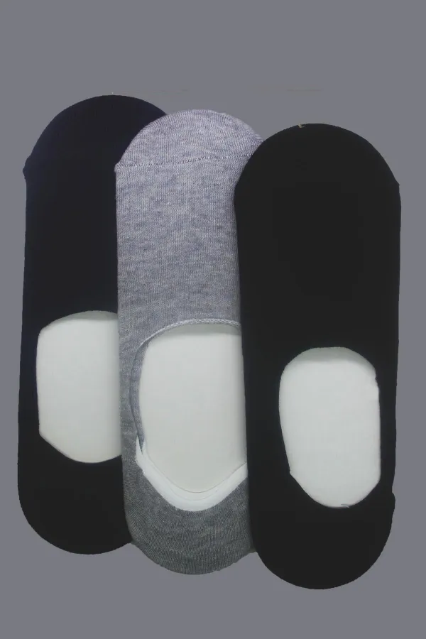 Men's Grey-Black-Navy 3-Pack Silicone-Lined Ballet Socks