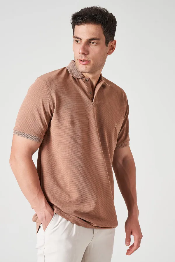 Erkek Vizon Ayaklı Yaka Ottoman Basic Tişört