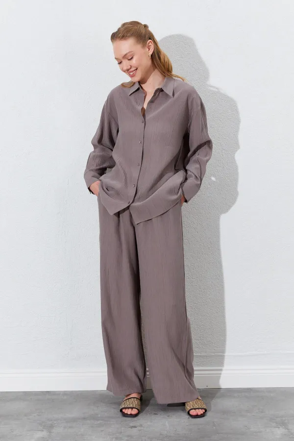 Kadın Vizon Oversize Gömlek