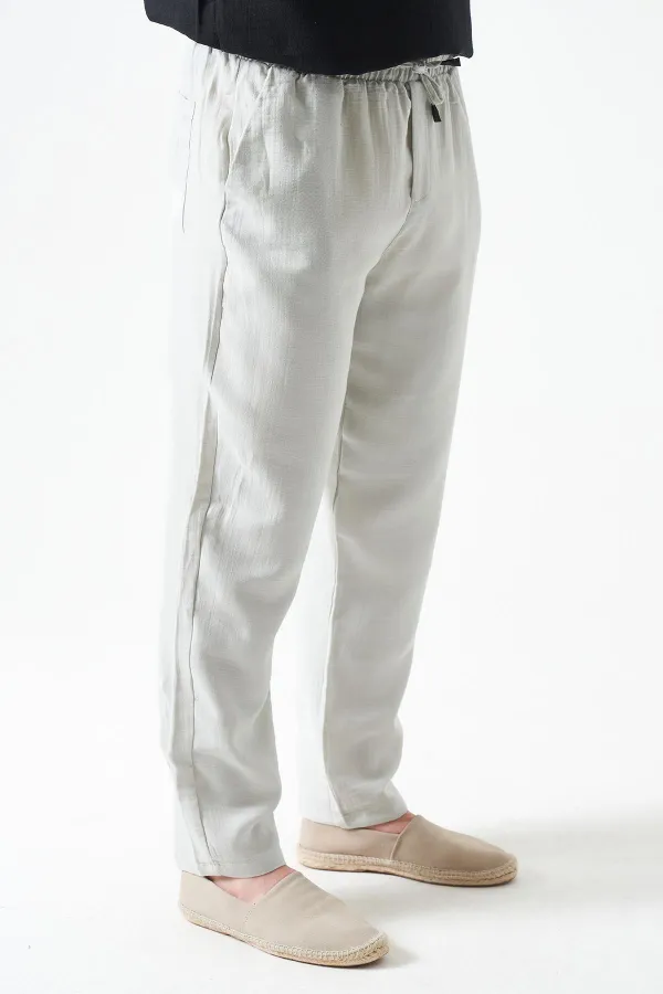 Erkek Taş Bel Bağlamalı Baggy Müslin Pantolon