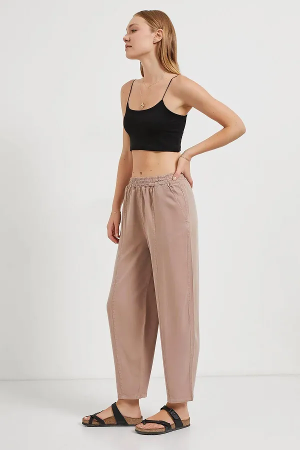 Women's Mink (5456) Front Stitched Balloon Cut Tencel Pants