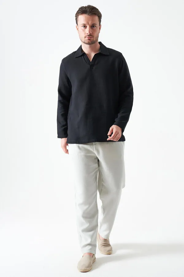 Erkek Taş Bel Bağlamalı Baggy Müslin Pantolon