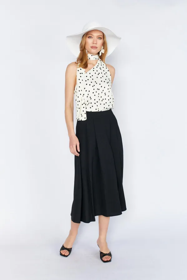 Kadın Siyah 3496 Pileli Midi Boy Etek