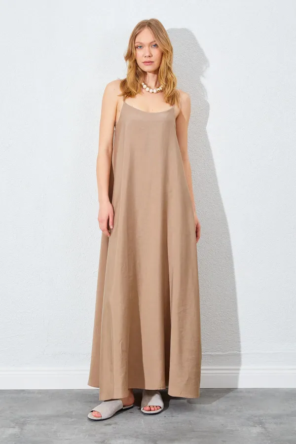 Kadın Vizon U Yaka Salaş Modal Elbise