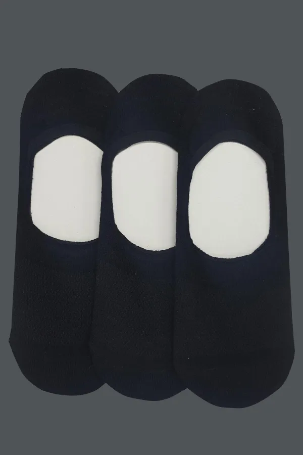 Erkek Lacivert-Siyah-Antrasit 3'lü Silikonlu Babet Çorap