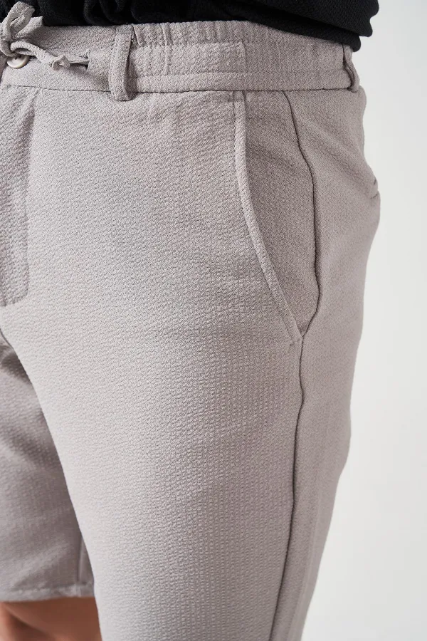 Erkek Gri Beli Yarım Lastikli Gold Şort