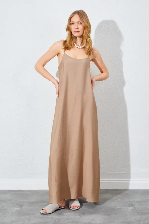 Kadın Vizon U Yaka Salaş Modal Elbise