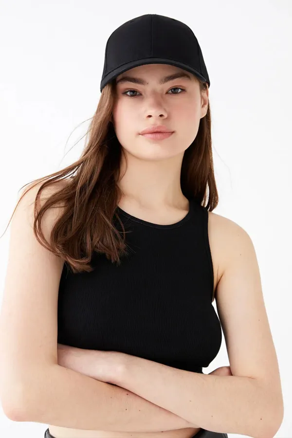 Kadın Siyah Gabardin Basic Kep Şapka