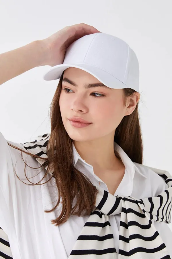 Kadın Beyaz Gabardin Basic Kep Şapka