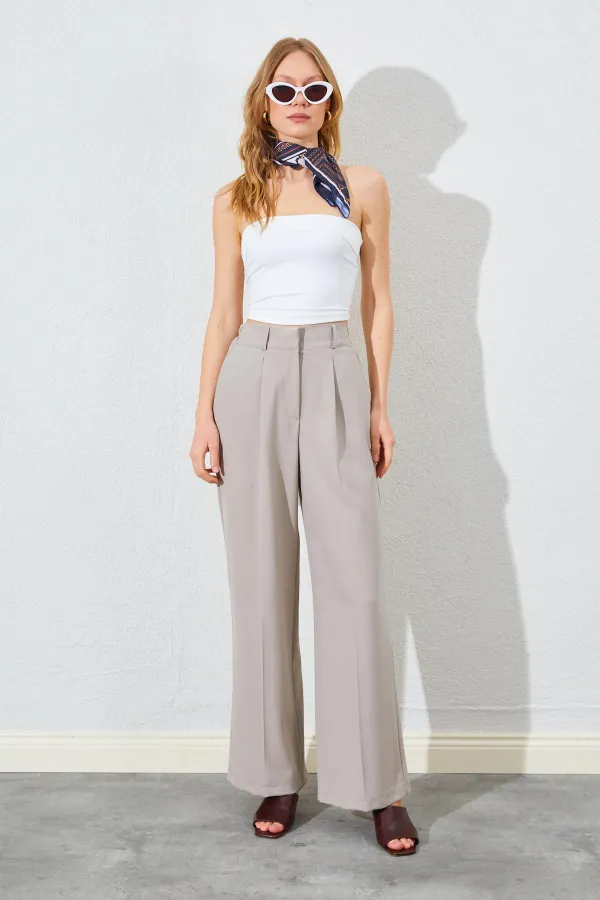 Kadın Vizon Çift Fleto Poliviskon Pantolon