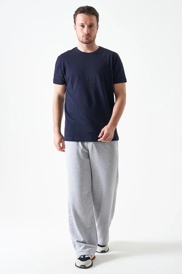 Erkek Lacivert Bisiklet Yaka Ottoman Basic Tişört