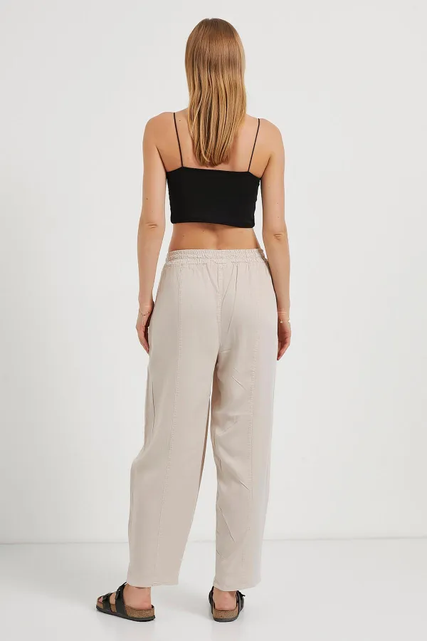 Women's Stone (5456) Front Stitched Balloon Cut Tencel Pants