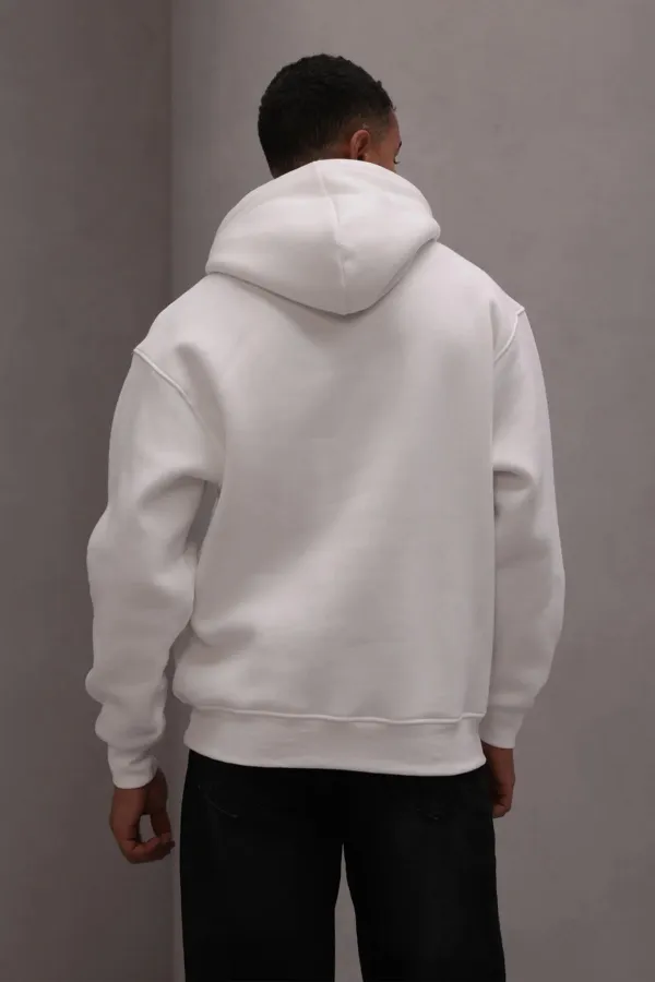 Men's Off-White Hooded Three-Thread Basic Sweatshirt