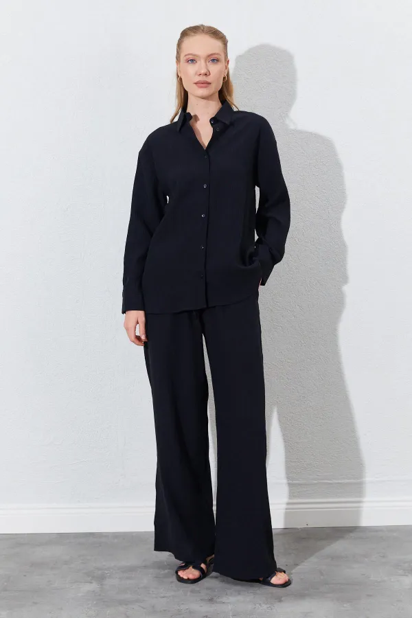 Kadın Siyah Oversize Gömlek