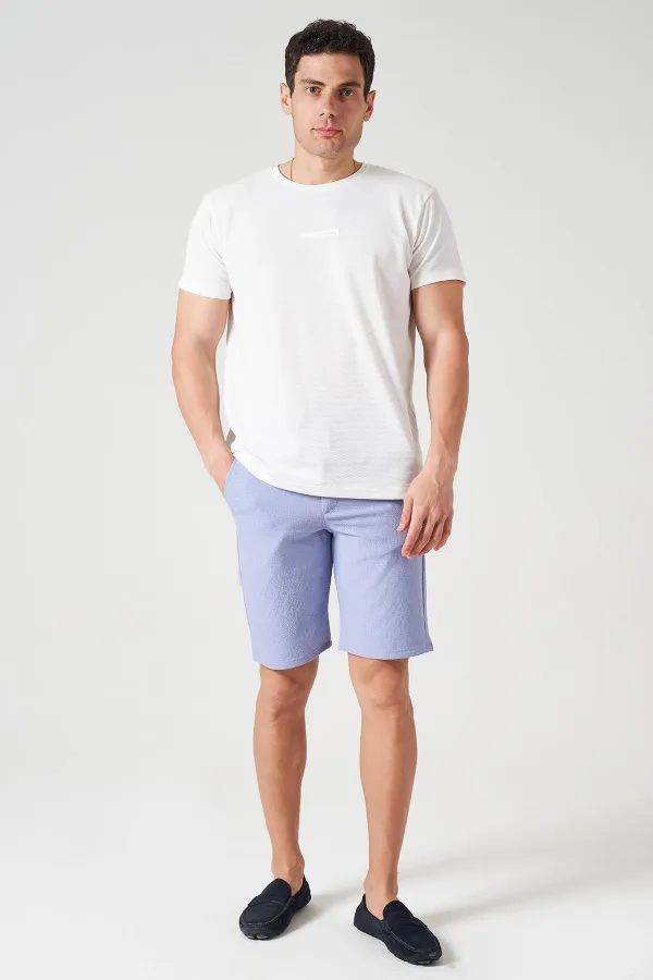 Short indigo pour homme avec ceinture semi-élastiquée et finitions dorées