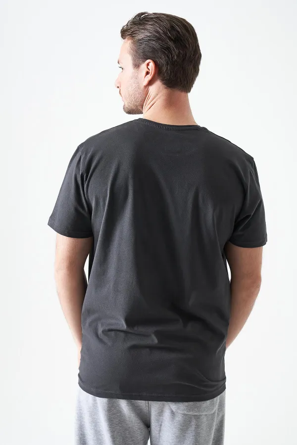 Erkek Antrasit Bisiklet Yaka Basic Tişört