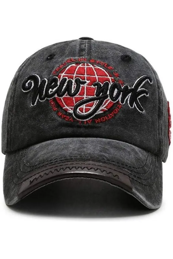 Kadın Siyah Yazılı ve Baskılı Yıkamalı Kep Şapka