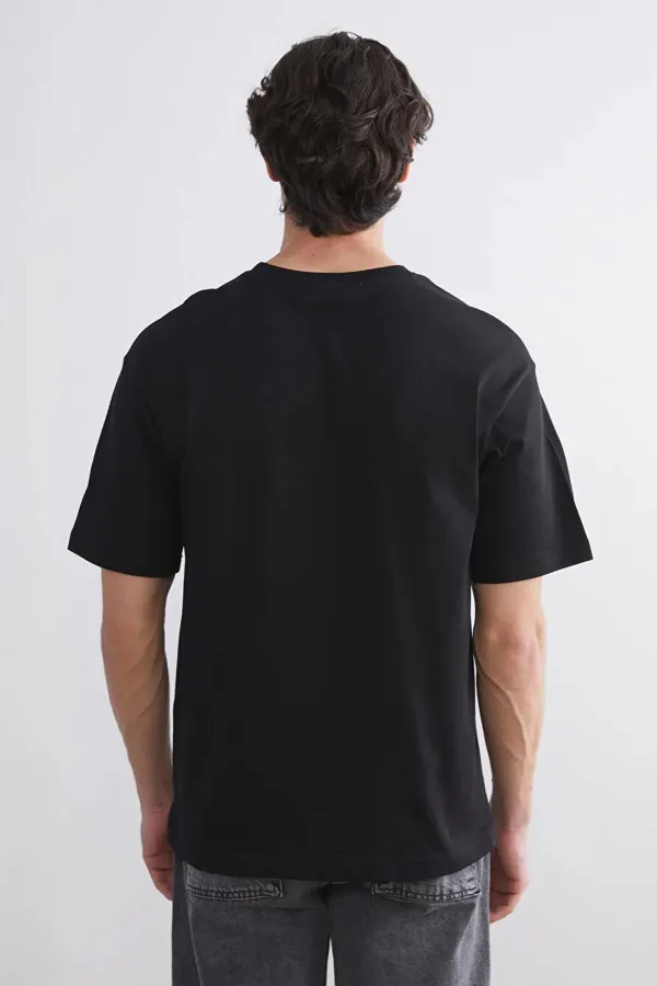 Erkek Siyah Bisiklet Yaka Modal Basic Tişört