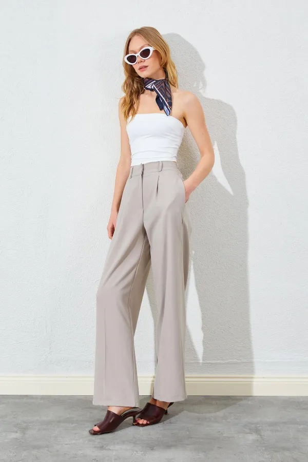 Kadın Vizon Çift Fleto Poliviskon Pantolon