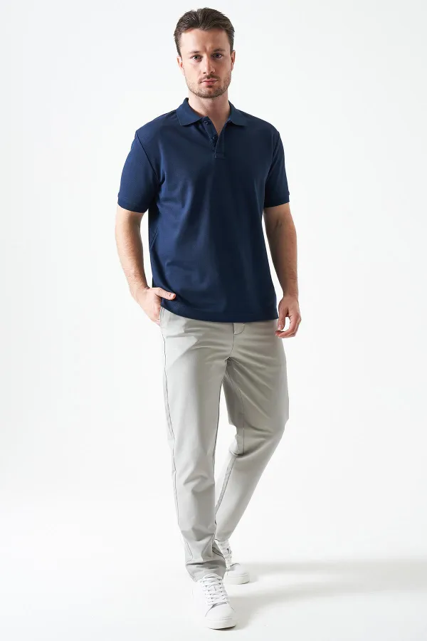 Erkek 739-Gri Beli Yarım Lastikli ve Fermuarlı Yerli Teknik SRN42 Kumaş Pantolon