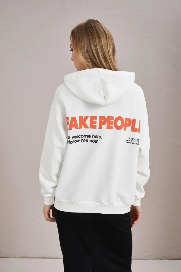 Women's Off-White Fake People Print Three-Thread Sweatshirt