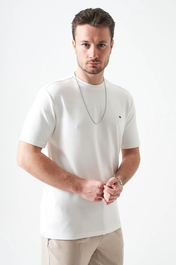 T-shirt basique blanc à col rond pour homme