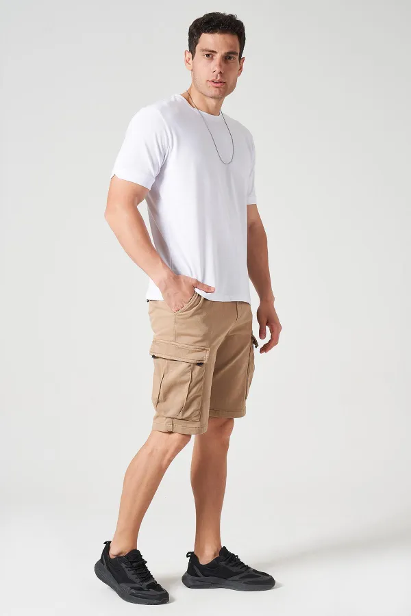 Erkek Beyaz Bisiklet Yaka Kol ve Etek Kendinden Manşetli Oxfort Tişört