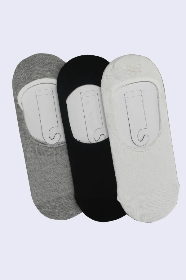 Men's Grey-Black-White 3-Pack Silicone-Lined Ballet Socks