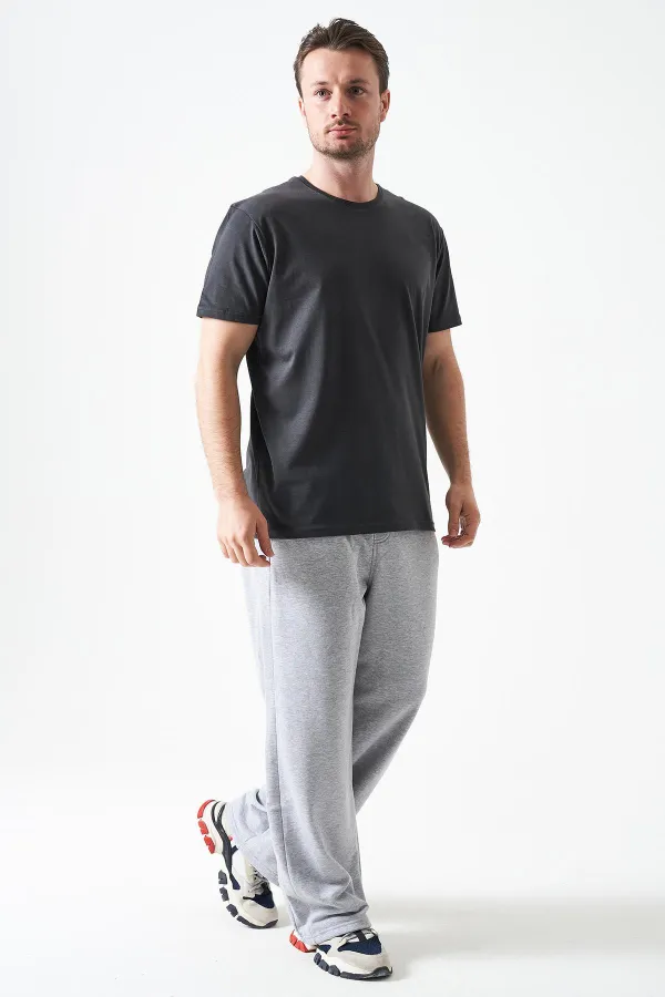 Erkek Antrasit Bisiklet Yaka Basic Tişört