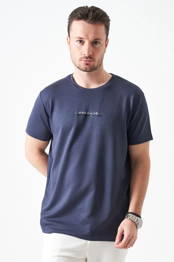 T-shirt homme anthracite à col rond en modal avec imprimé MANFECTUREO