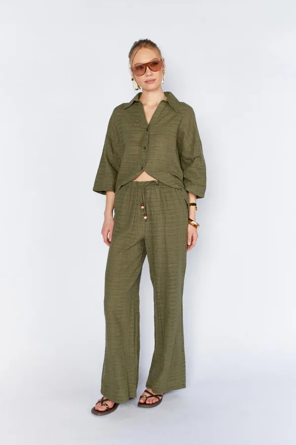 Women's Khaki Lined Trousers with Belt