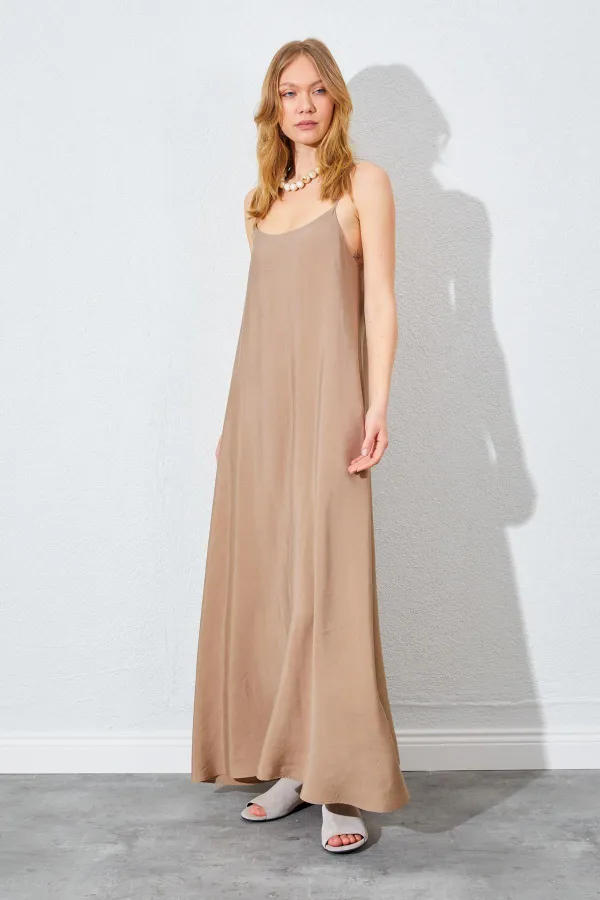 Kadın Vizon U Yaka Salaş Modal Elbise