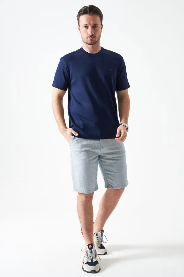 T-shirt basique bleu marine à col rond pour homme