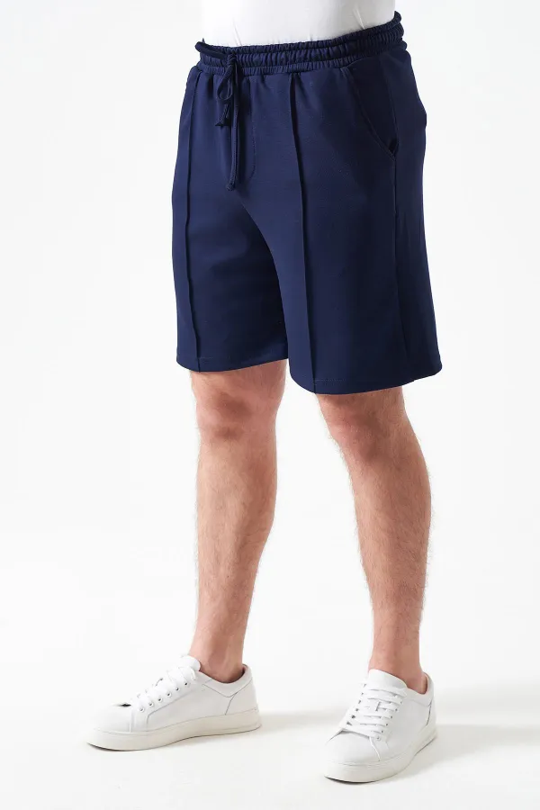 Erkek Lacivert Önü Çima Dikişli Modal Şort