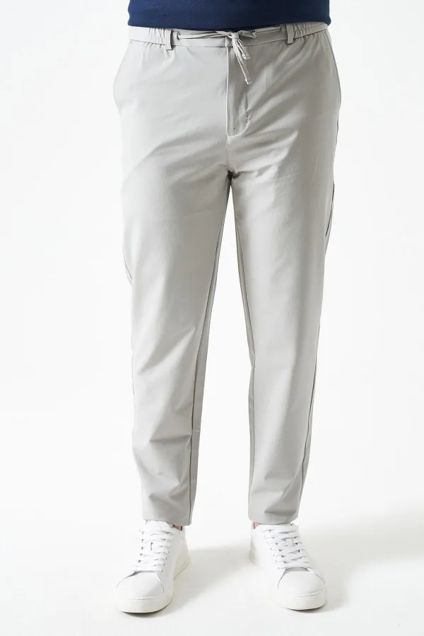 Erkek 739-Gri Beli Yarım Lastikli ve Fermuarlı Yerli Teknik SRN42 Kumaş Pantolon