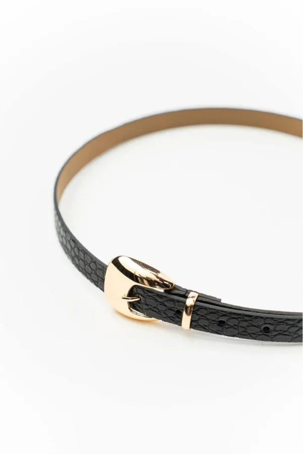 Kadın Siyah 2 Cm Köprülü Lıght Toka Kemer