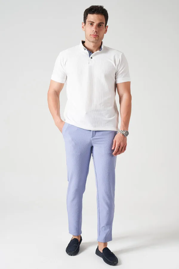 Erkek İndigo Beli Yarım Lastikli Gold Gofre  Pantolon
