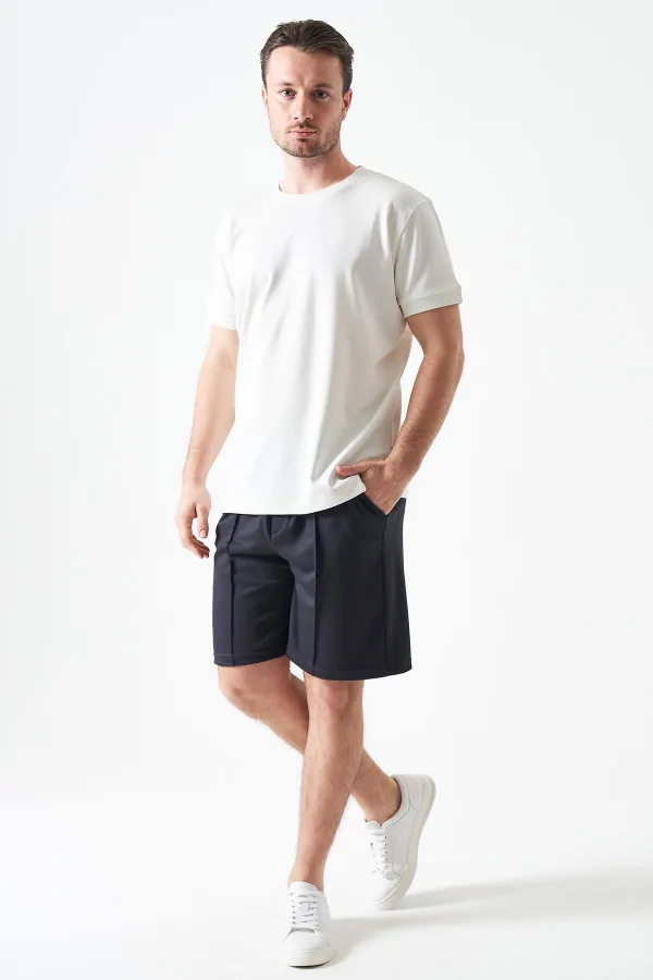 Erkek Beyaz Bisiklet Yaka İnterlok Basic Tişört