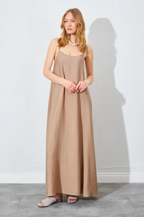 Kadın Vizon U Yaka Salaş Modal Elbise