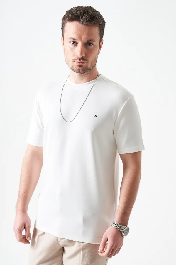 T-shirt basique blanc à col rond pour homme