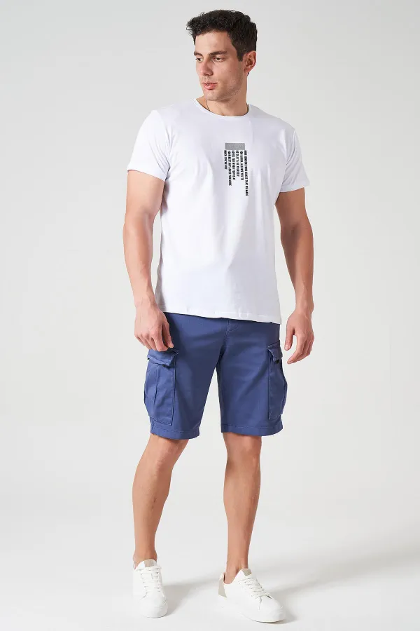 Erkek Beyaz Bisiklet Yaka Orıgınal Enjeksiyon Baskılı Tişört