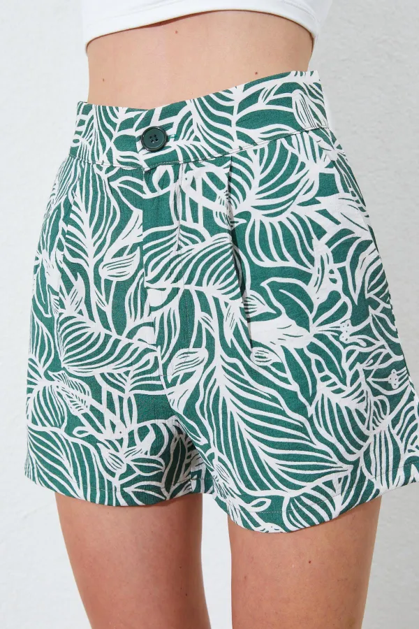 Kadın Haki Desenli Mini Şort