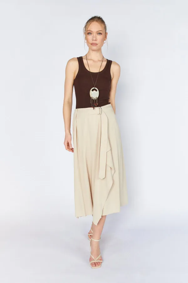 Kadın Taş 3495 Beli Kemerli Parça Detaylı Etek