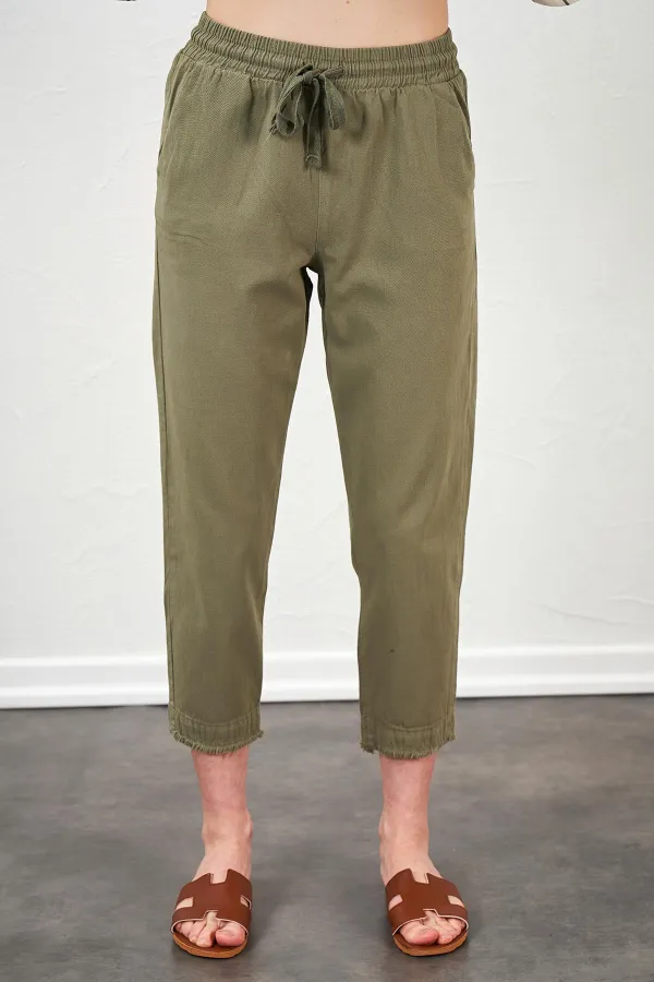 Women's Khaki (6813) Gabardine Trousers with Dirty Stitching