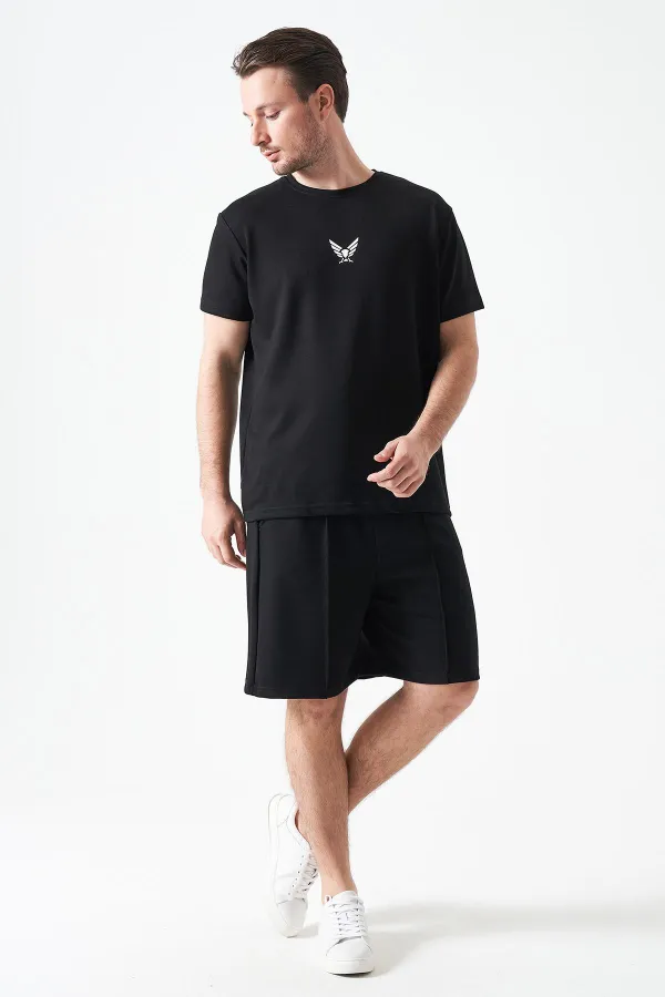 Erkek Siyah Önü Çima Dikişli Modal Şort