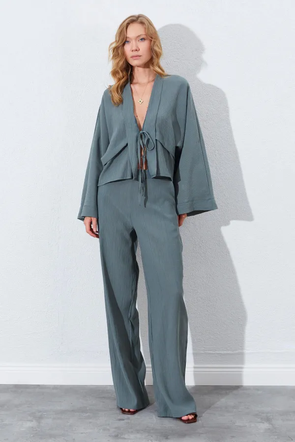 Kadın Haki Palazzo Pantolon