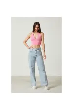 Blouse bustier courte en maille à détail dos pour femme 2D2BW