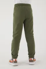 Pantalon de survêtement pour filles en tissu 3 fils avec poches, taille et chevilles élastiques, et motif imprimé