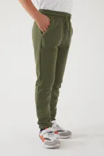 Pantalon de survêtement pour filles en tissu 3 fils avec poches, taille et chevilles élastiques, et motif imprimé