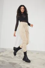 Pantalon de jogging épais en molleton brossé 3 fils pour femme, avec poignets élastiqués